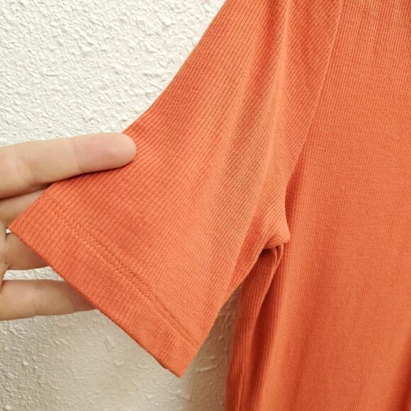 NWT KNIX Modal Pumpkin Rust Orange Ribbed Short Sleeve Bodysuit - Picture 13 of 14